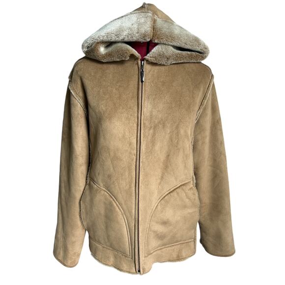 Aeros Jackets & Blazers - Aeros Women’s Size Medium High End Tan Vegan Suede Shearling Coat‎